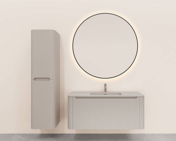 Wiesbaden "Sulora" onderkast afgeronde hoeken geribbeld met 1 lade 1 uitsparing 80 x 48 cm Mat-beige