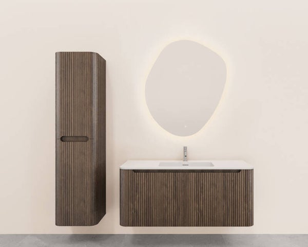 Wiesbaden "Sulora" onderkast afgeronde hoeken geribbeld met 1 lade 1 uitsparing 80 x 48 cm Bruin-eiken