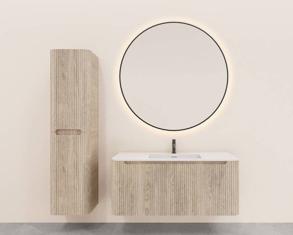 Wiesbaden "Sulora" onderkast afgeronde hoeken geribbeld met 1 lade 1 uitsparing 120 x 48 cm Licht-eiken