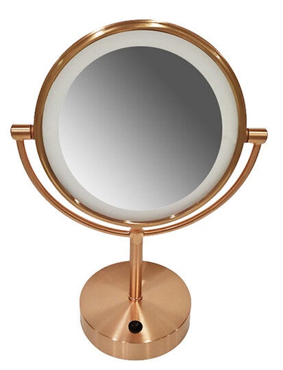 Wiesbaden "Home" staande scheerspiegel met LED 20 cm Geborsteld koper