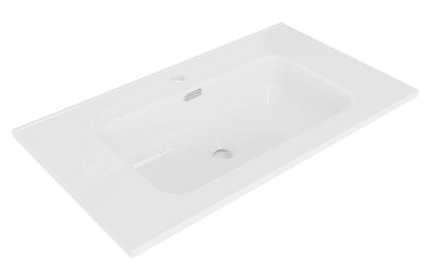 Wiesbaden "Bajo" wastafel enkel met 1 kraangat 80 x 46 x 1,8 cm keramiek Glans-wit