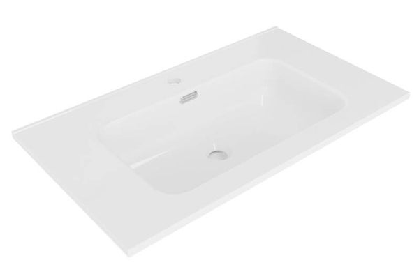 Wiesbaden "Bajo" wastafel enkel met 1 kraangat 100 x 46 x 1,8 cm keramiek Glans-wit