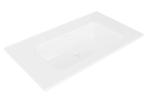 Wiesbaden "Bajo" wastafel enkel met 1 kraangat 80 x 46 x 1,8 cm keramiek Mat-wit