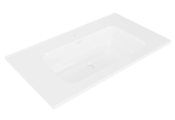 Wiesbaden "Bajo" wastafel enkel met 1 kraangat 100 x 46 x 1,8 cm keramiek Mat-wit