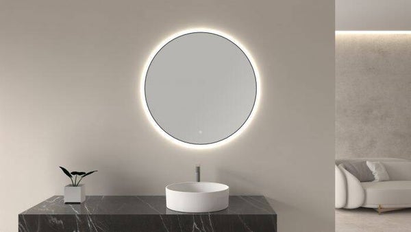 Wiesbaden "Novi" ronde spiegel met LED, dimbaar 100 cm Mat-zwart