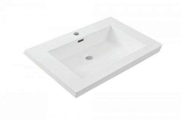 Wiesbaden "Vision wastafel enkel met 1 kraangat 60x46x5,5 cm kunstmarmer Glans-wit