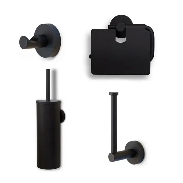 Blue-Label "Vida-Facet" Toilet accessoires set Mat-zwart