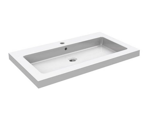 Wiesbaden "Kera" wastafel 80 x 46 cm met 1 kraangat Glans-wit