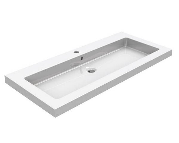 Wiesbaden "Kera" wastafel 100 x 46 cm met 1 kraangat Glans-wit