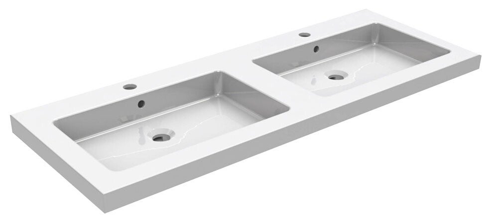 Wiesbaden "Kera" wastafel 120 x 46 cm met 2 kraangaten Glans-wit