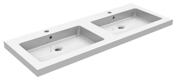 Wiesbaden "Kera" wastafel 120 x 46 cm met 2 kraangaten Glans-wit