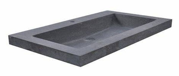 Wiesbaden "Raw" wastafel enkel met 1 kraangat 60x46x5 cm hardsteen gezoet