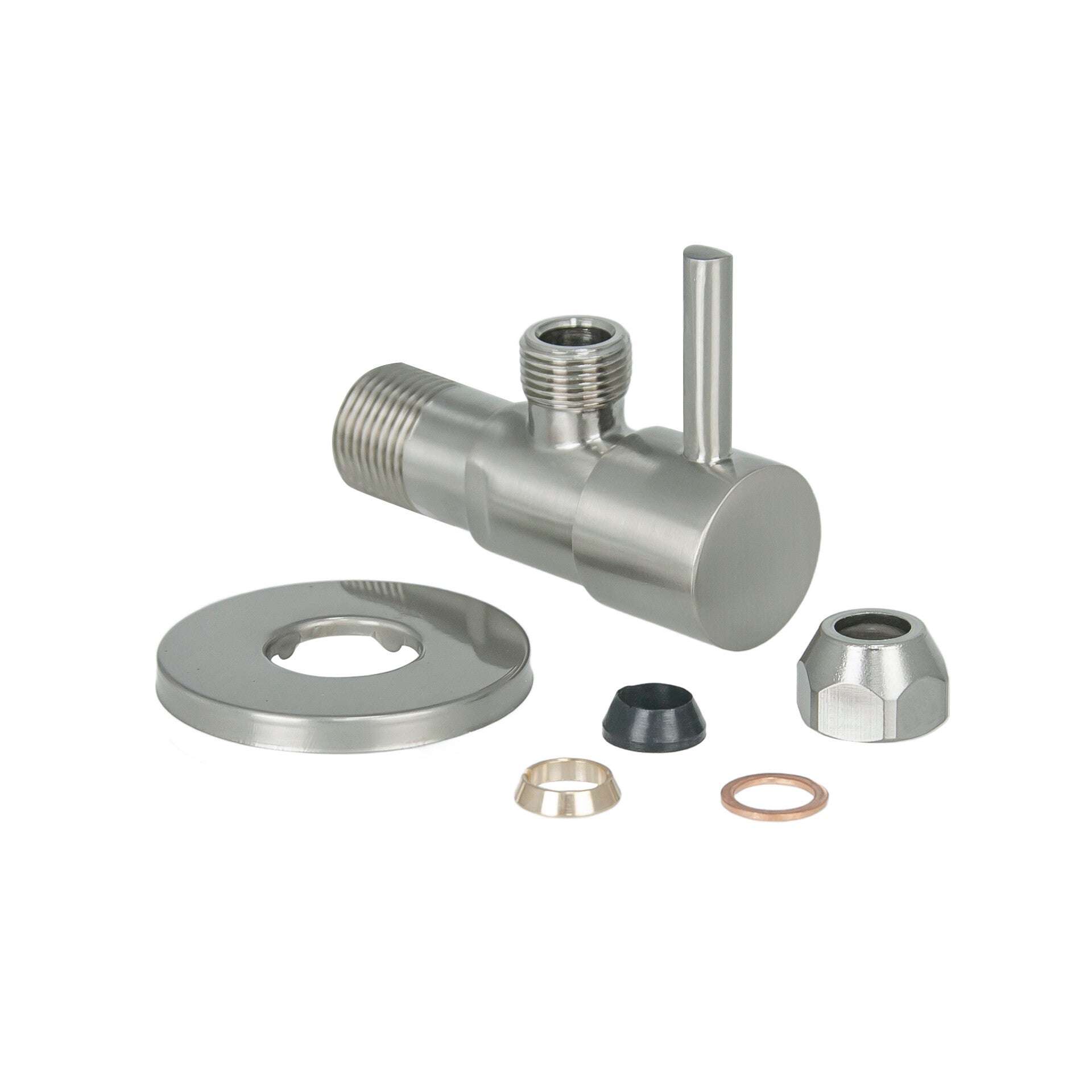 Xellanz "Minimal" Hoekstopkraan 1/2" x 3/8" of knel 10 mm Geborsteld staal