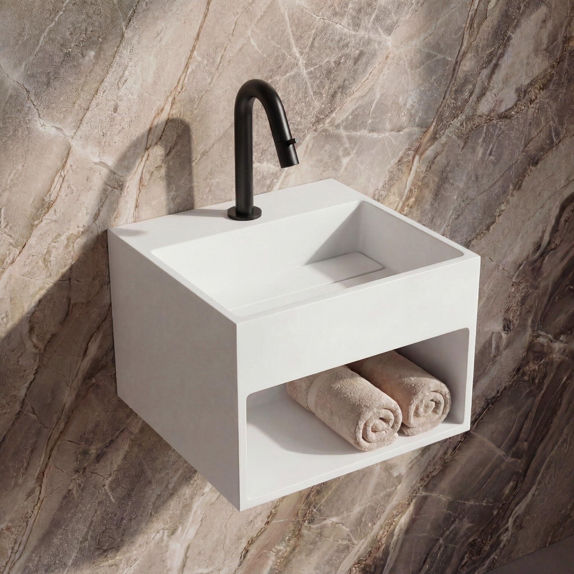 Best-Design "Buq-30" fontein "Just-Solid" 32.5x32.5x25cm z/kraangat Mat-wit