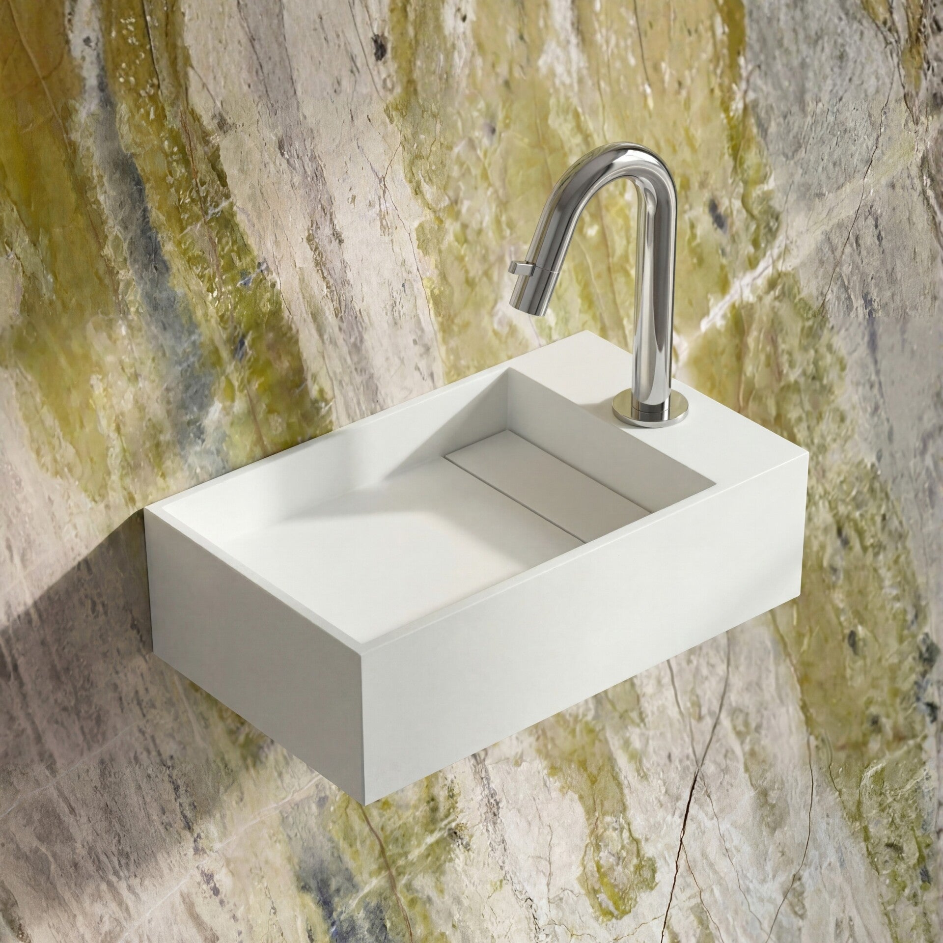 Best-Design "Arty-Rechts" fontein "Just-Solid" 36x18x10cm Mat-wit