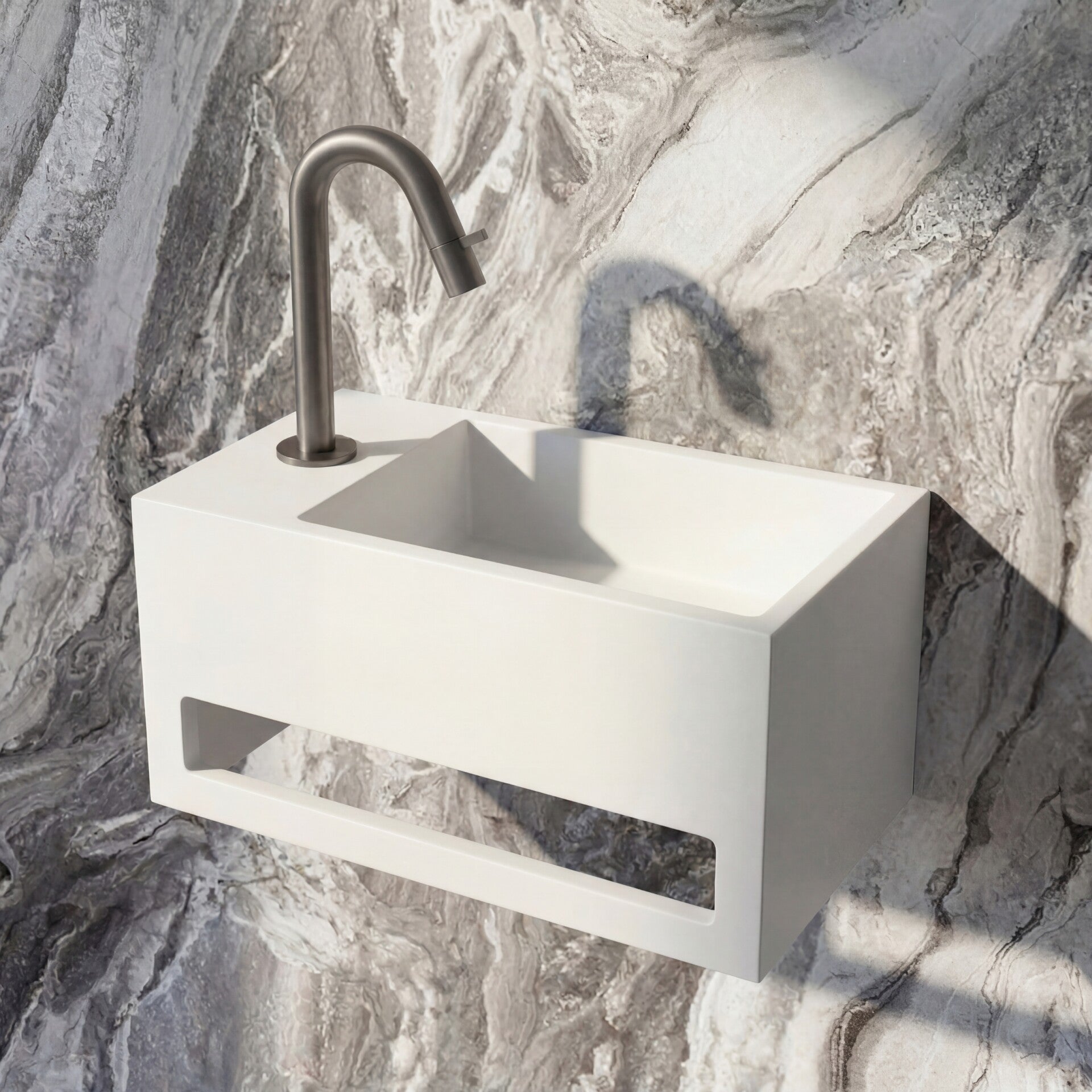 Best-Design "Mona-Links" fontein incl.handdoekhouder "Just-Solid" 33x18x16cm Mat-wit