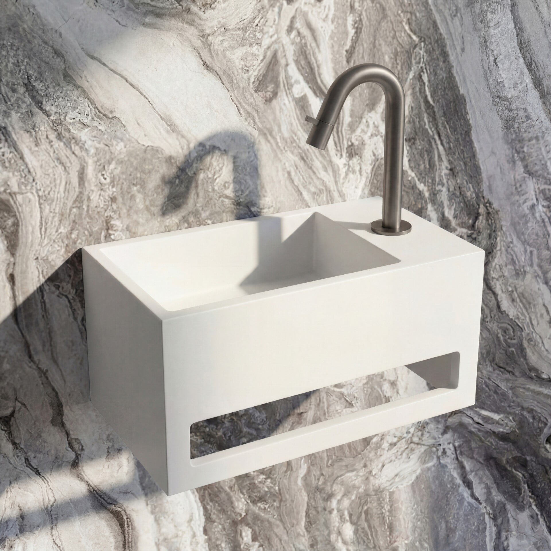 Best-Design "Mona-Rechts" fontein incl.handdoekhouder "Just-Solid" 33x18x16cm Mat-wit