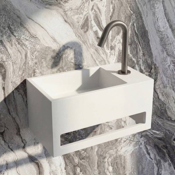 Best-Design "Mona-Rechts" fontein incl.handdoekhouder "Just-Solid" 33x18x16cm Mat-wit