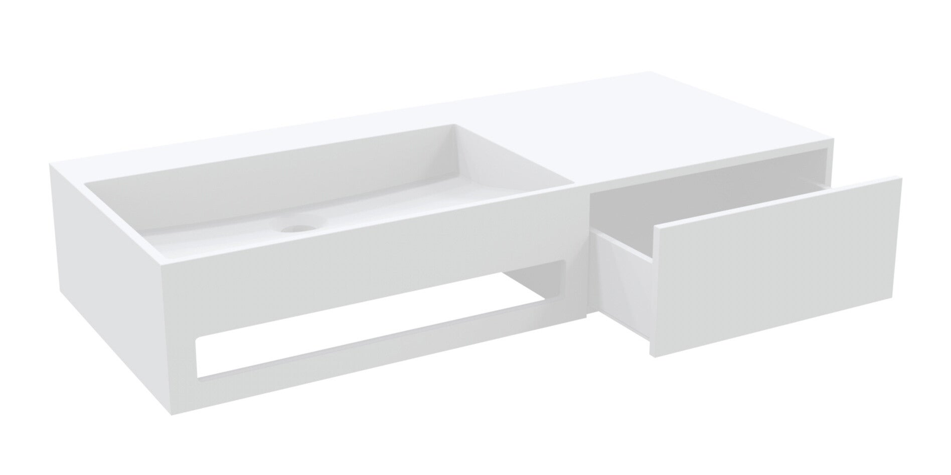 Best-Design "Spring" wastafel + lade "Just-Solid" 90x40x17cm Mat-wit