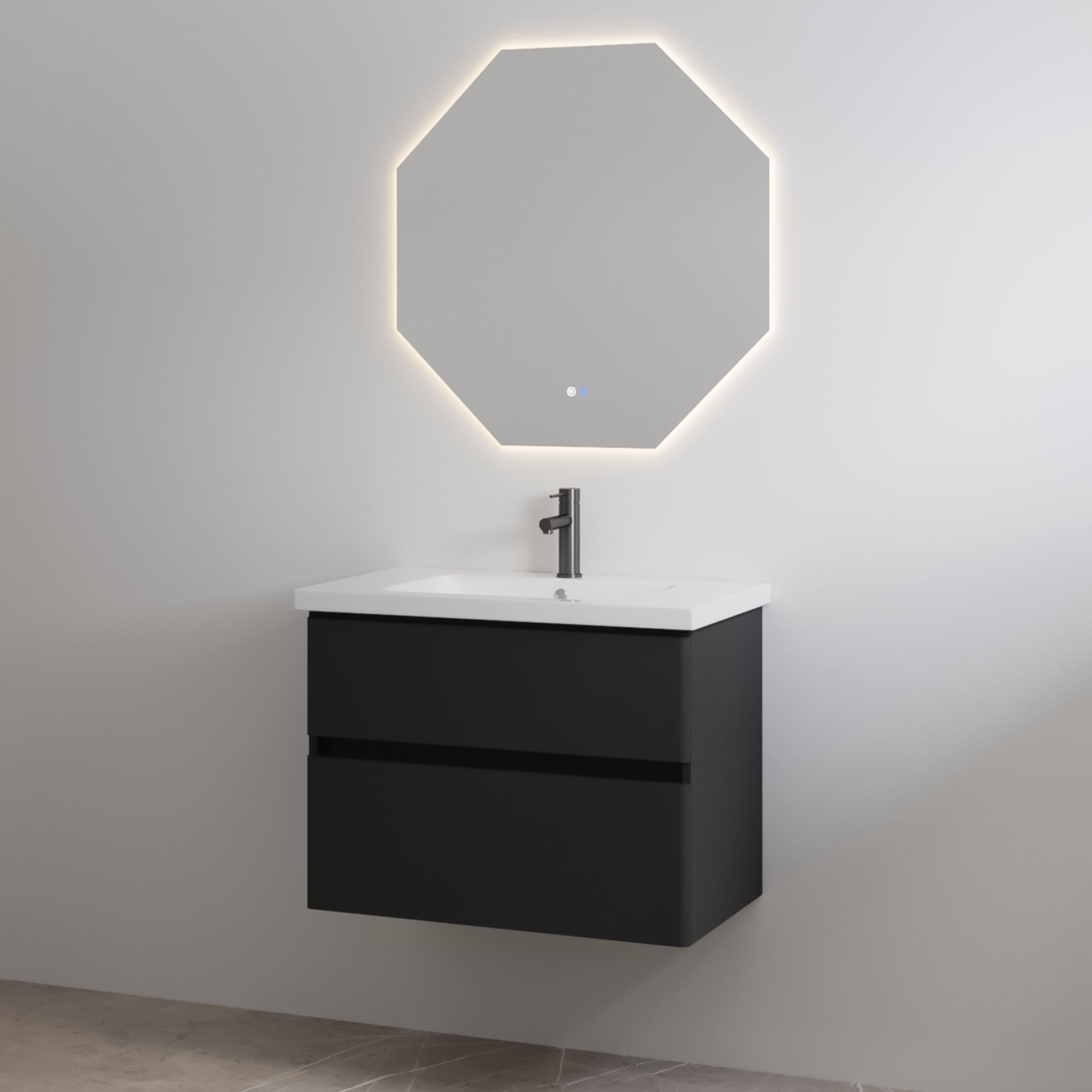 Best-Design "Quick-Black-Greeploos" meubel onderkast + wastafel 65 cm Mat-zwart