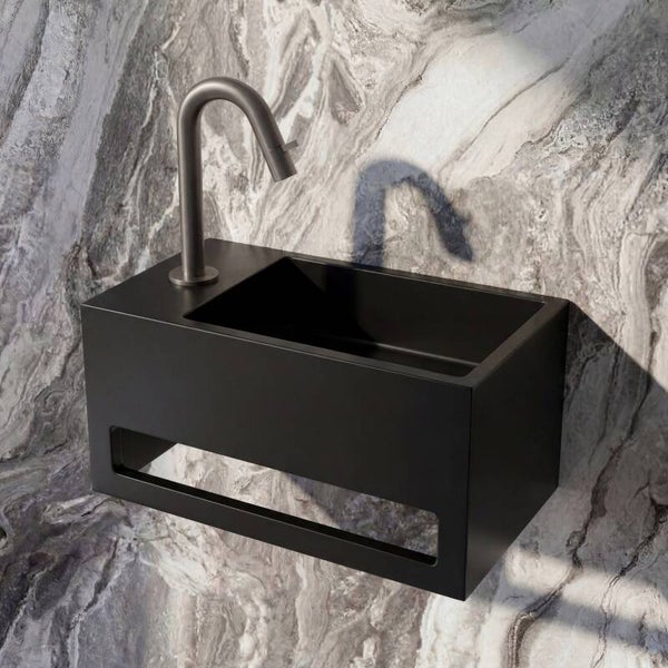 Best-Design "Mona-Black-Links" fontein incl.handdoekhouder "Just-Solid" 33x18x16cm