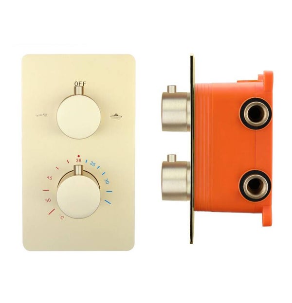 Best-Design "Nancy" inbouwthermostaat & inb.box 2-weg 1/2" Mat-goud