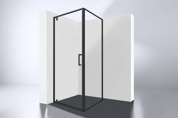 Best-Design Hoek Cabine Zwart "Baron-H-100" met 1 swing swing deur 100x100x200cm Nano Glas 8 mm