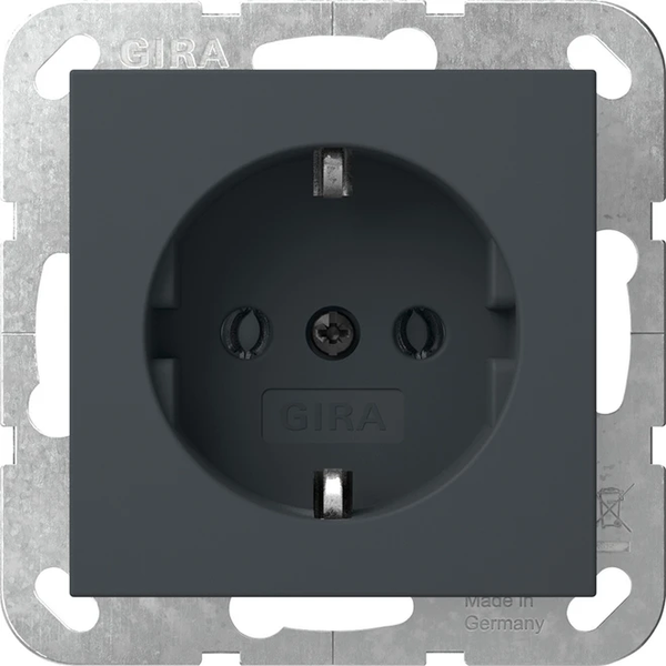 Gira "System 55" stopcontact met randaarde Antraciet