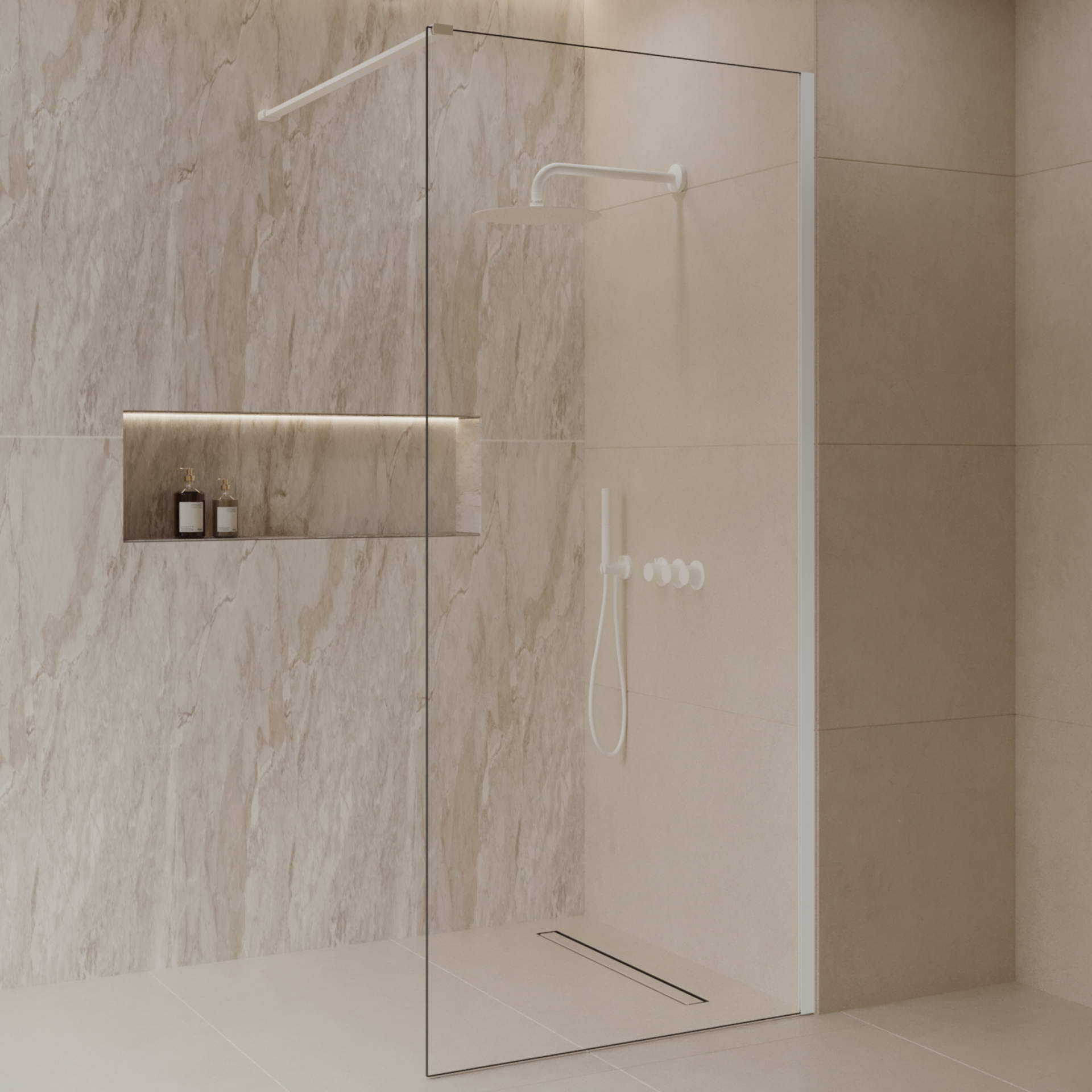 Best-Design 'Dalis-1400-White' inloopdouche NANO 8mm glas Mat-wit