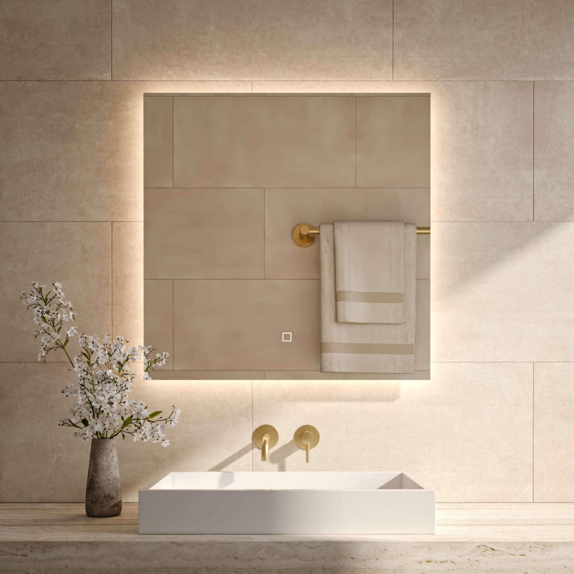 Best-Design "Firkant" vierkant spiegel incl.led verlichting 60x60cm