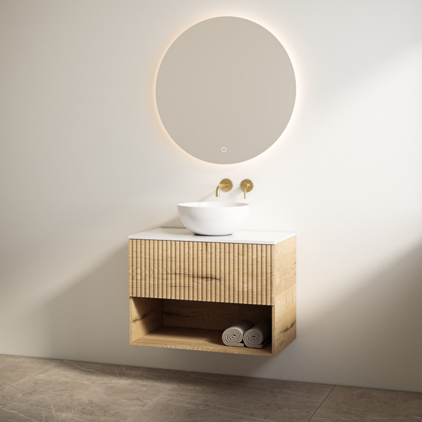 Best-Design badkamermeubelset "Rigatti-60" Halifax onderkast + Glans-wit meubelblad 60 cm