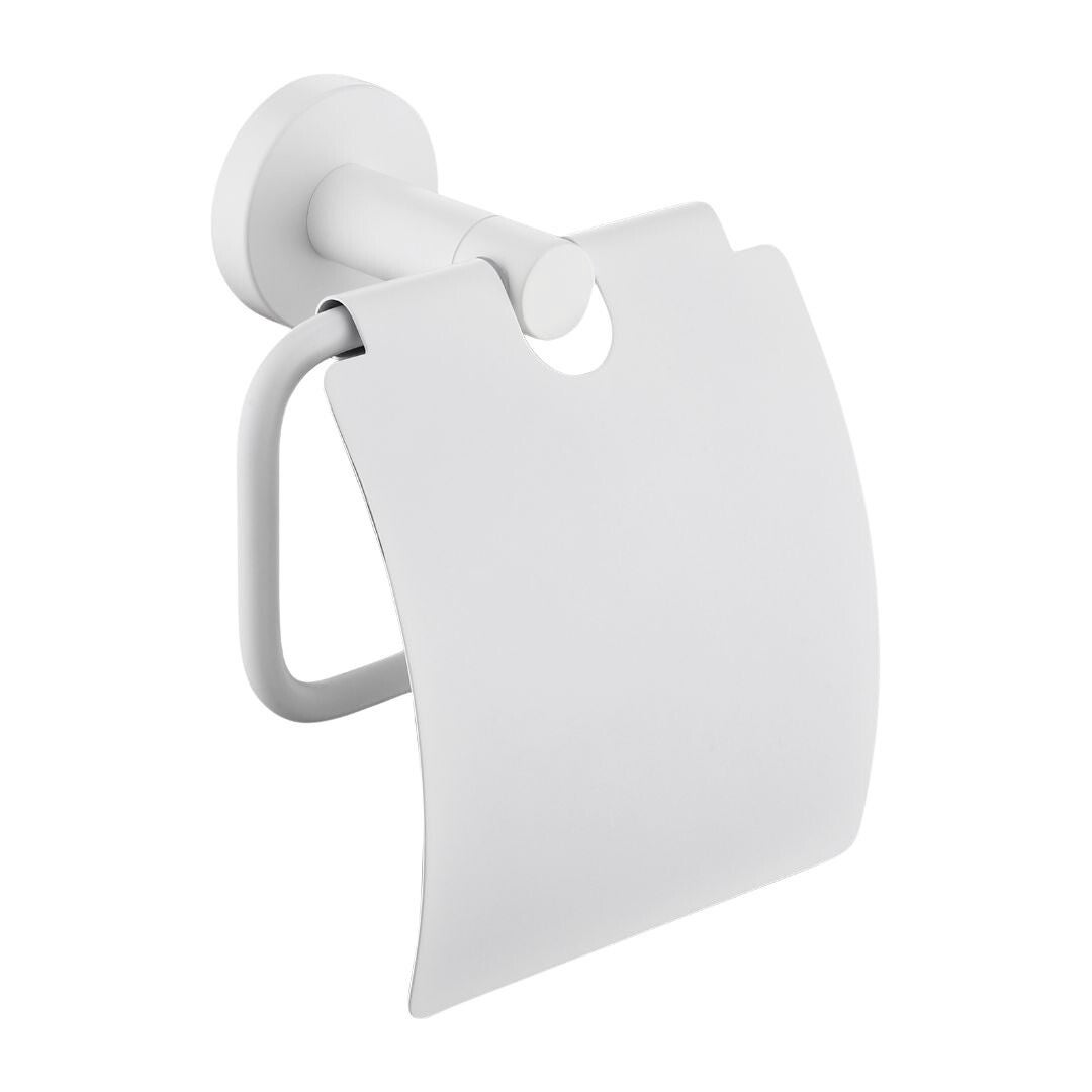 Best-Design "White" toiletrolhouder met klep Mat-wit