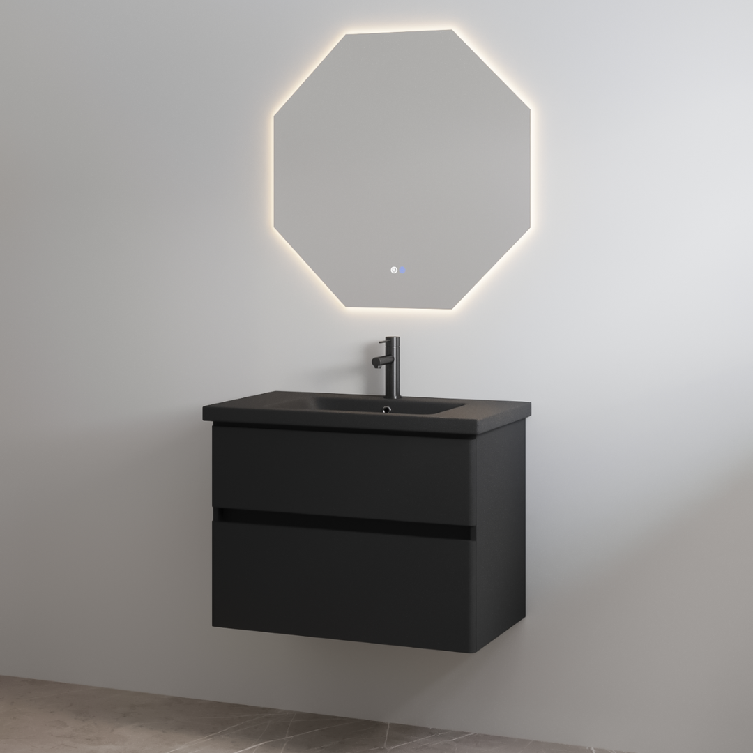 Best-Design badkamermeubelset "Quick-Black" Mat-zwart onderkast + Mat-zwart wastafel 100cm