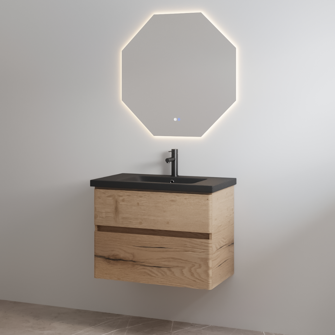 Best-Design badkamermeubelset "Quick-Black" Halifax onderkast + Mat-zwart wastafel 65cm