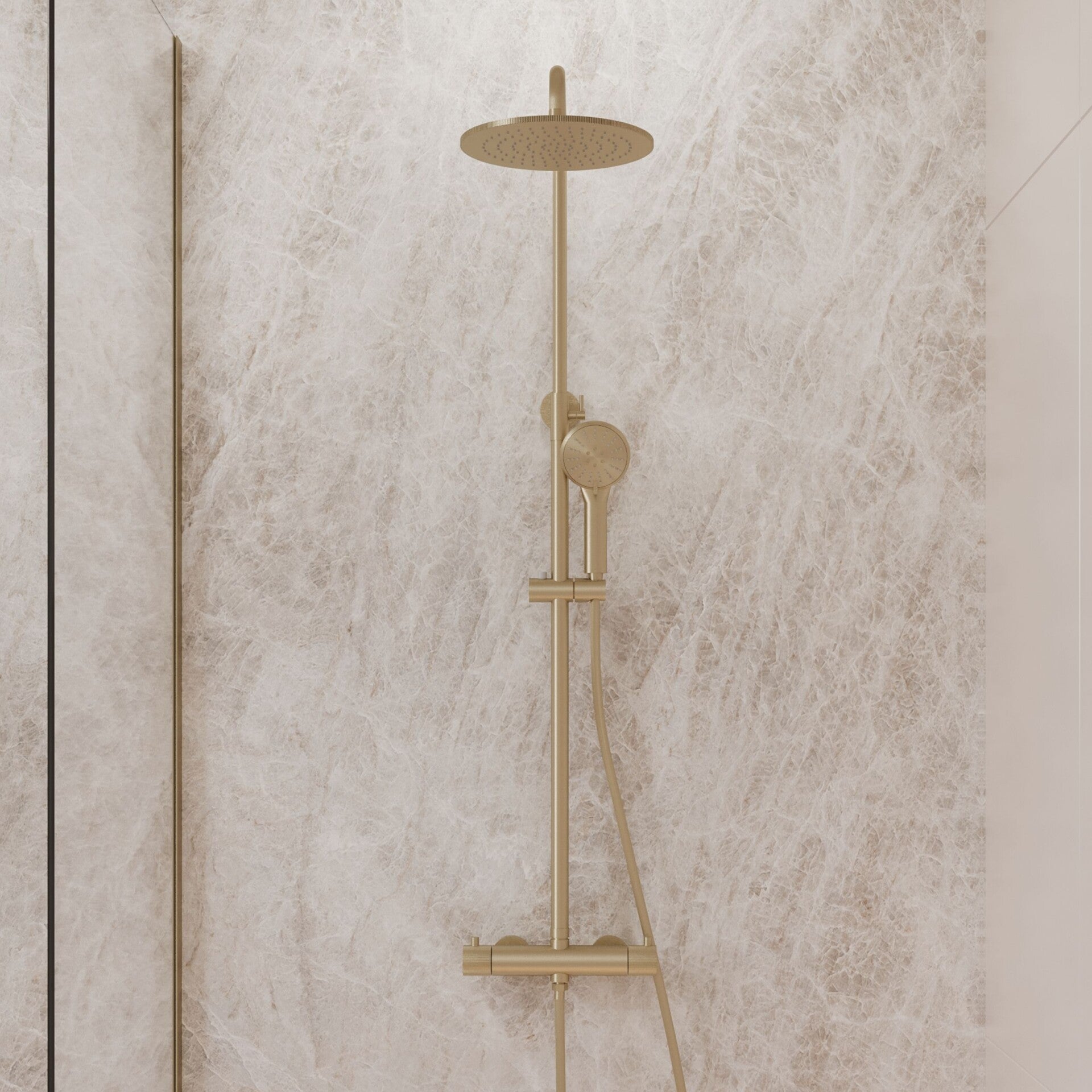 Best-Design "High-End Nancy" RVS-304 thermostatische regendouche opbouwset Mat-goud