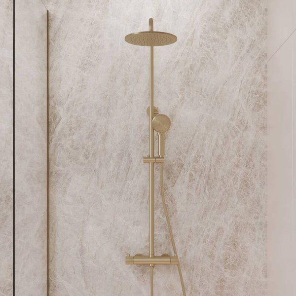 Best-Design "High-End Nancy" RVS-304 thermostatische regendouche opbouwset Mat-goud