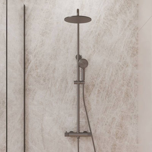 Best-Design "High-End Moya" RVS-304 thermostatische regendouche opbouwset Gunmetal