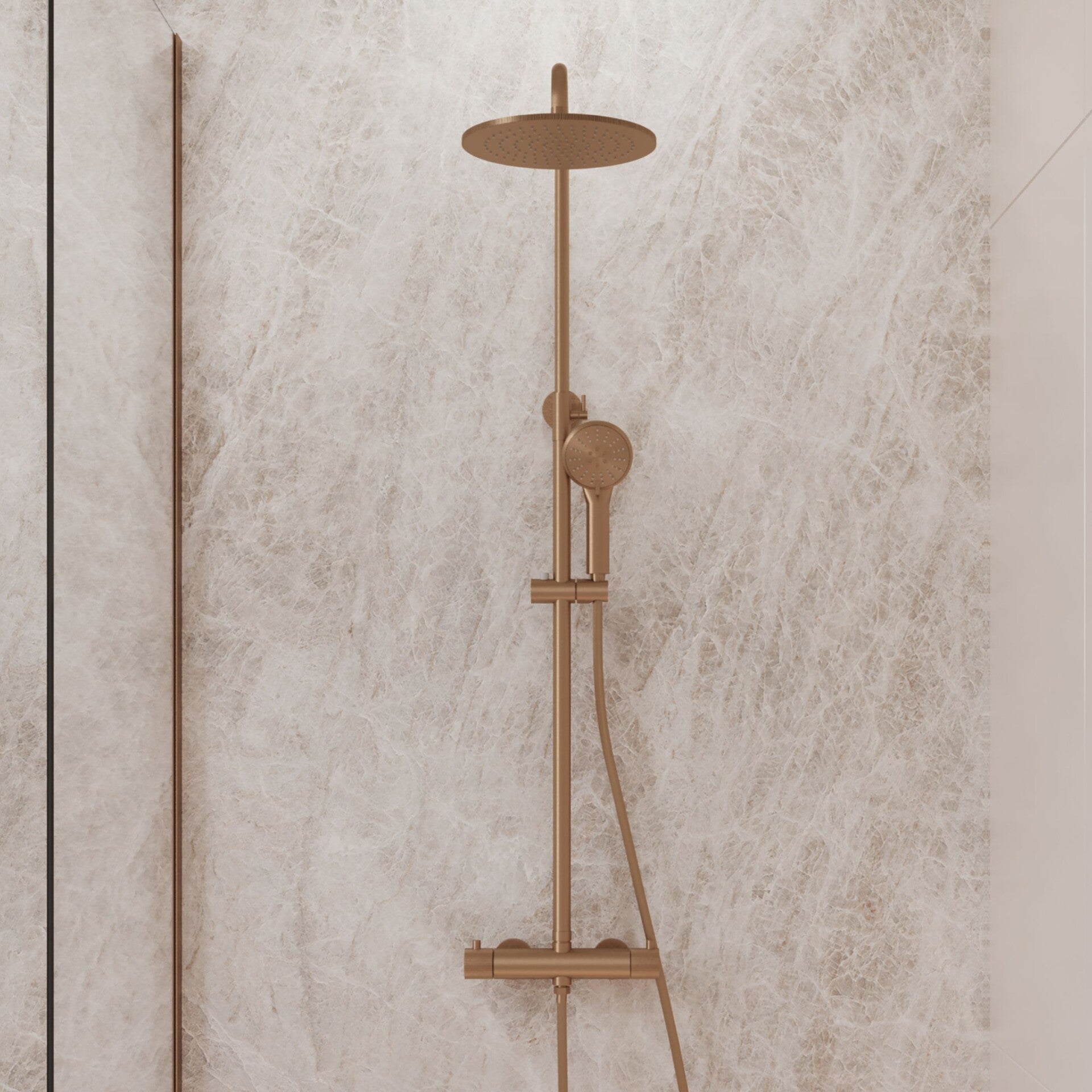 Best-Design "High-End Liora" RVS-304 thermostatische regendouche opbouwset Desert brown