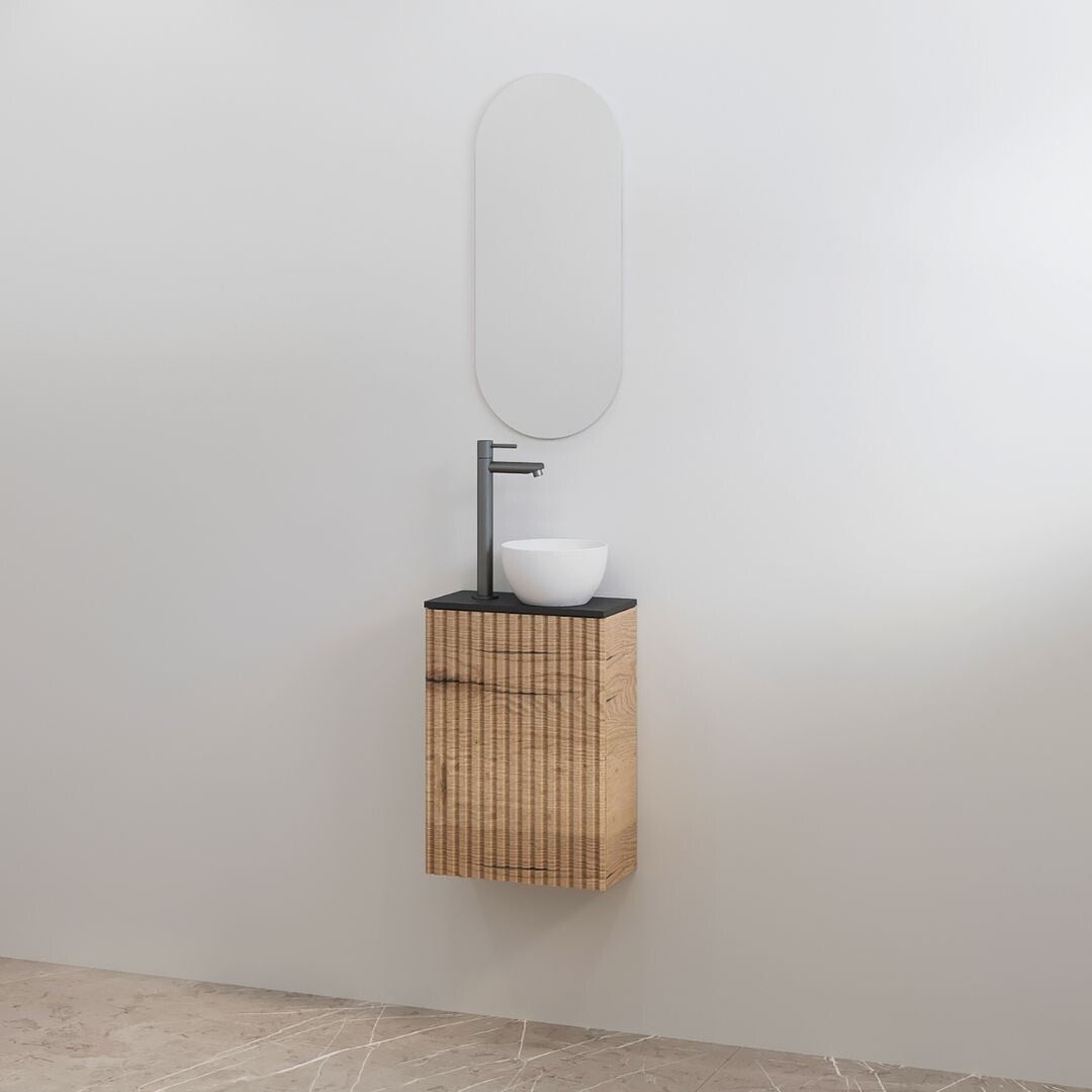 Best-Design toiletmeubelset "Mali" Halifax onderkast + Mat-zwart meubelblad