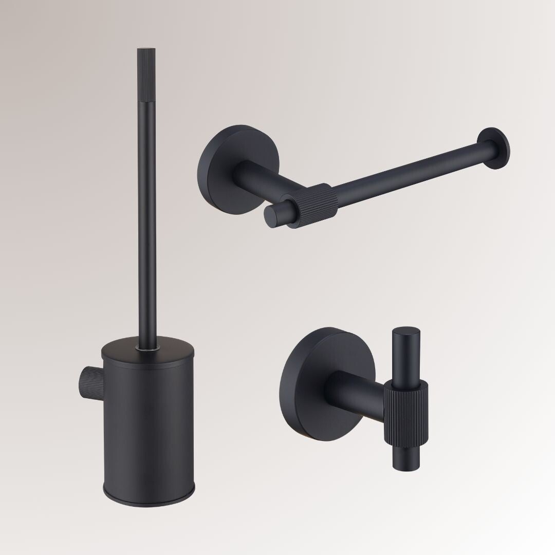 Best-Design One-pack "High-End Nero" toilet accessoires set Mat-zwart