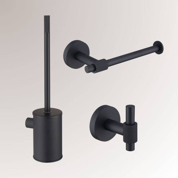 Best-Design One-pack "High-End Nero" toilet accessoires set Mat-zwart