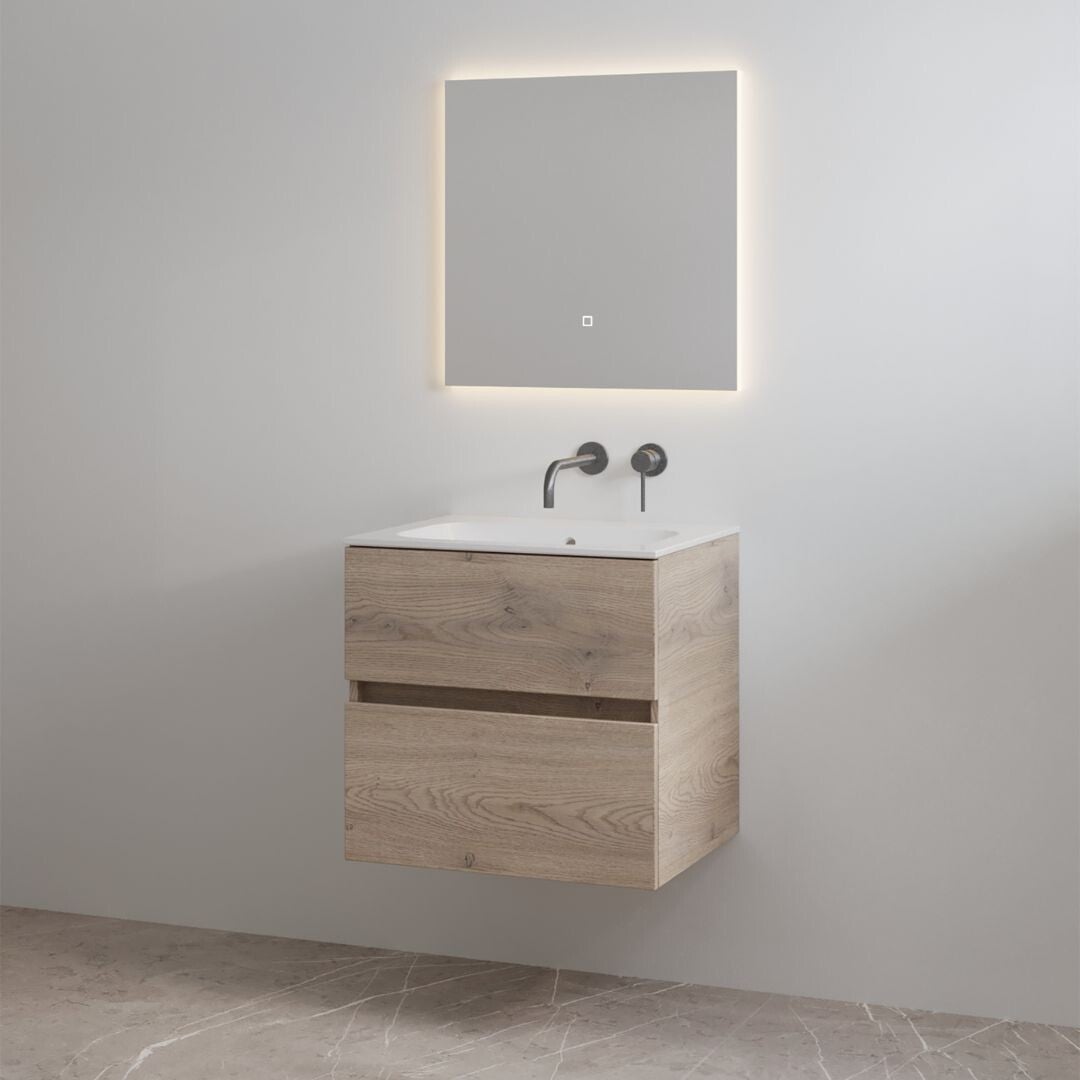 Best-Design badkamermeubelset "Splash-60" Frosted-Brown onderkast + wastafel zonder kraangat 60cm