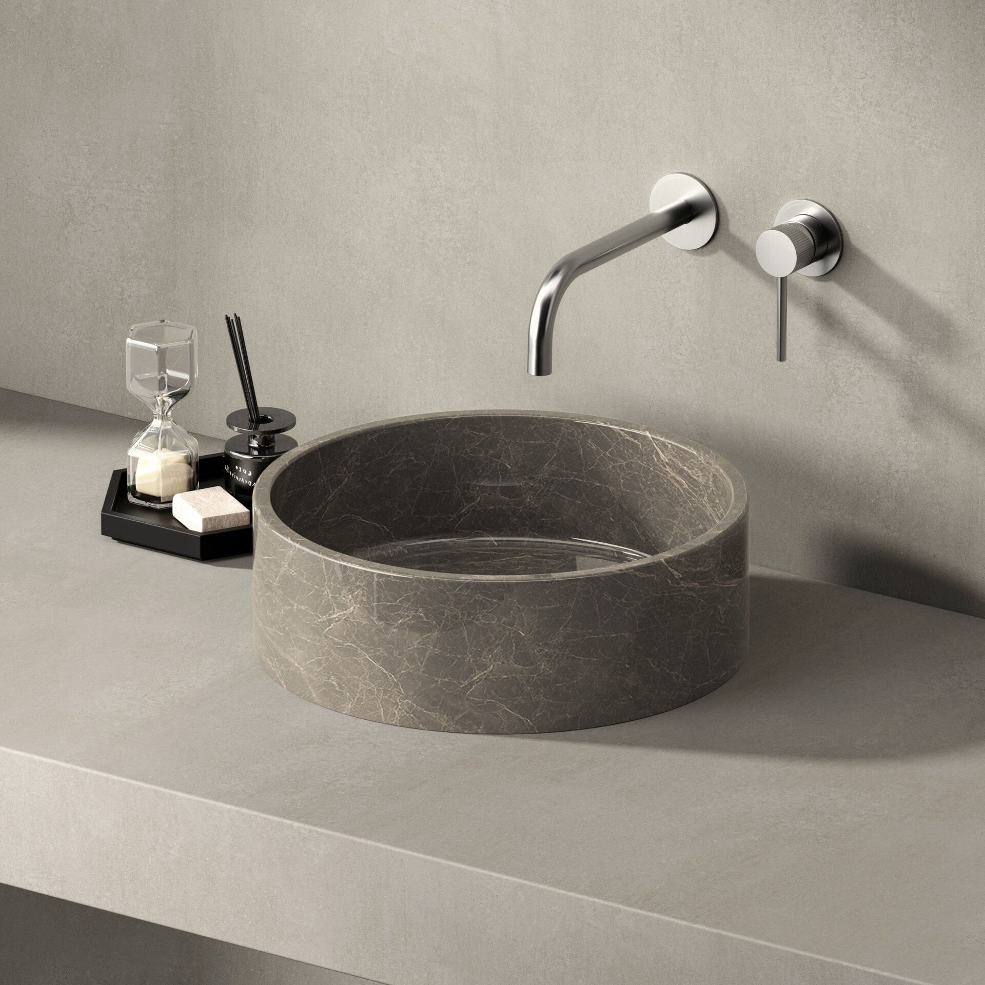 Best-Design "Pureline" marmer waskom Ø 30 x 13 cm Coffee Mousse