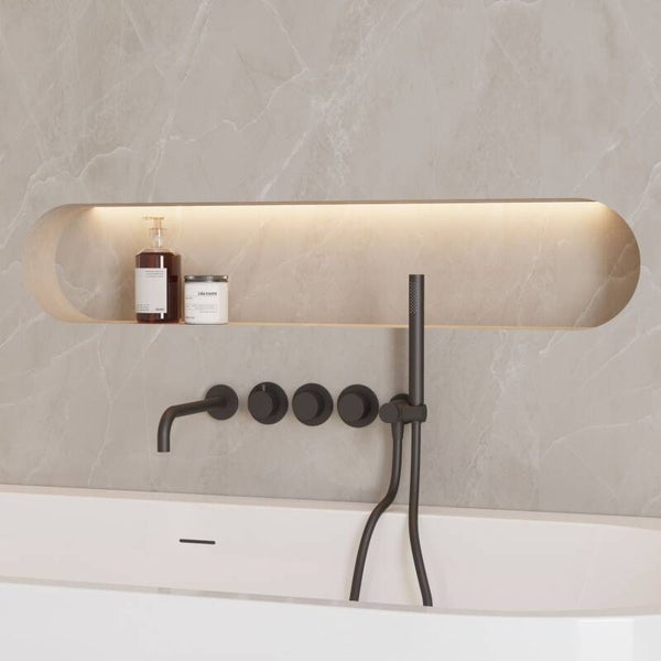 Best-Design "High-End-Nero" RVS-304 thermostatische inbouw badkraan met uitloop en handdoucheset Mat-zwart