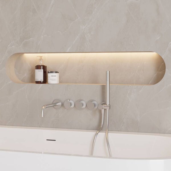 Best-Design "High-End-Ore" RVS-304 thermostatische inbouw badkraan met uitloop en handdoucheset RVS