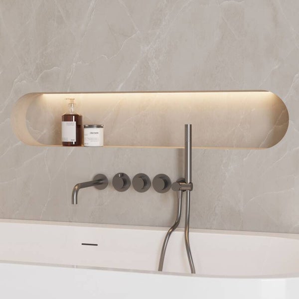 Best-Design "High-End-Moya" RVS-304 thermostatische inbouw badkraan met uitloop en handdoucheset Gunmetal