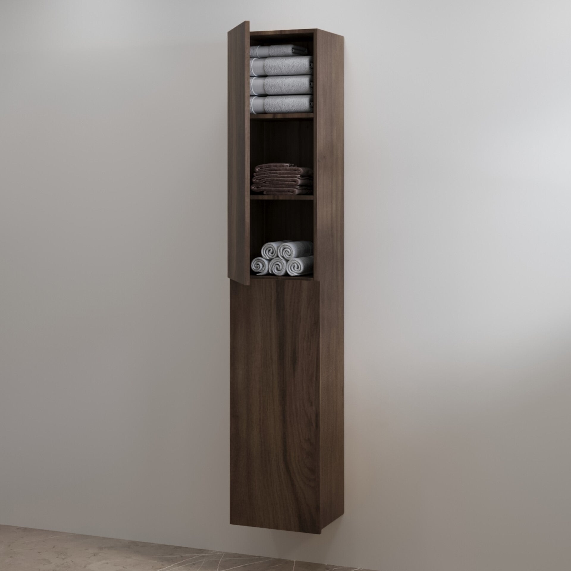 Best-Design "Blanco-Espresso Brown" hoge kolomkast L&R 35x180 cm