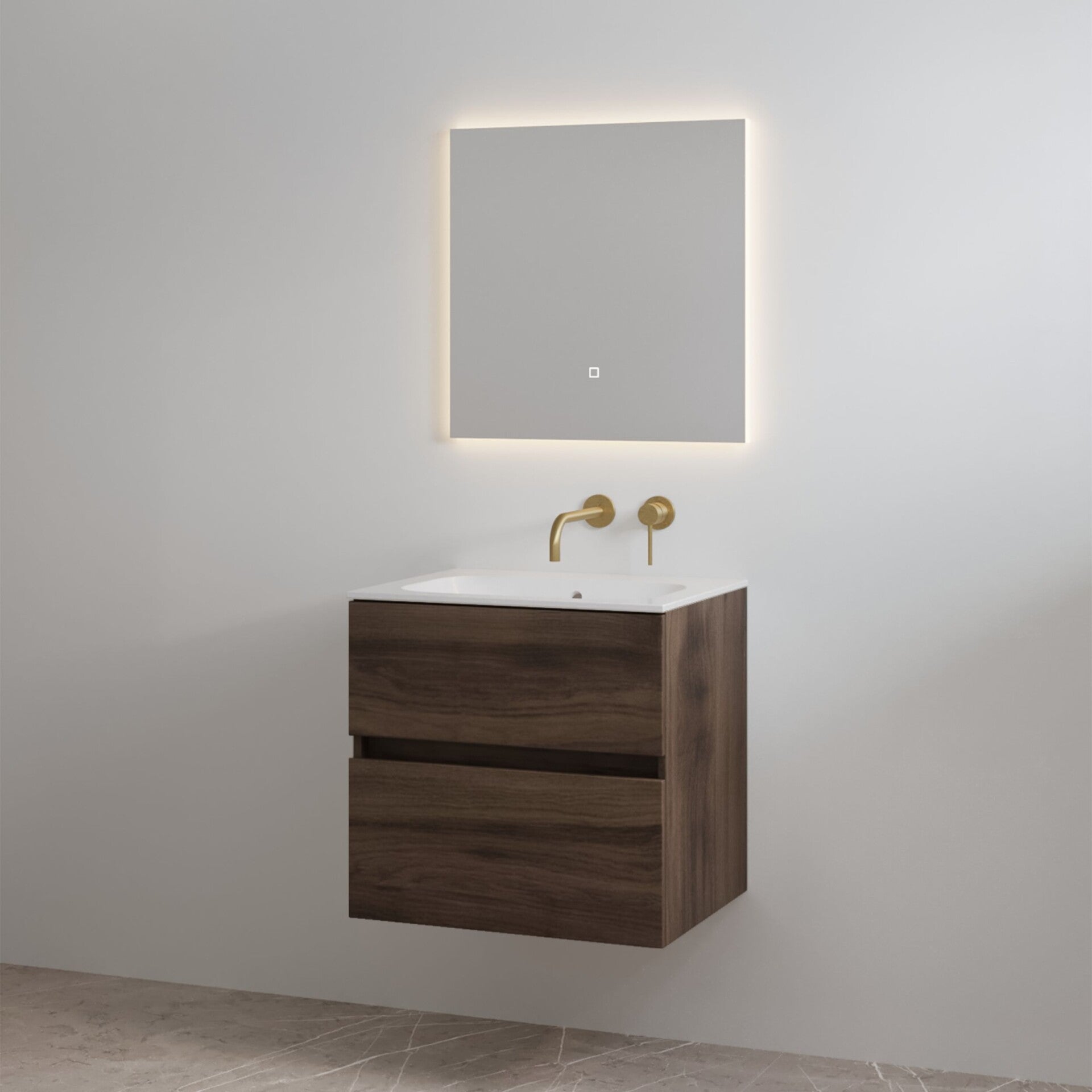 Best-Design badkamermeubelset "Splash-60" Espresso Brown onderkast + wastafel zonder kraangat 60cm