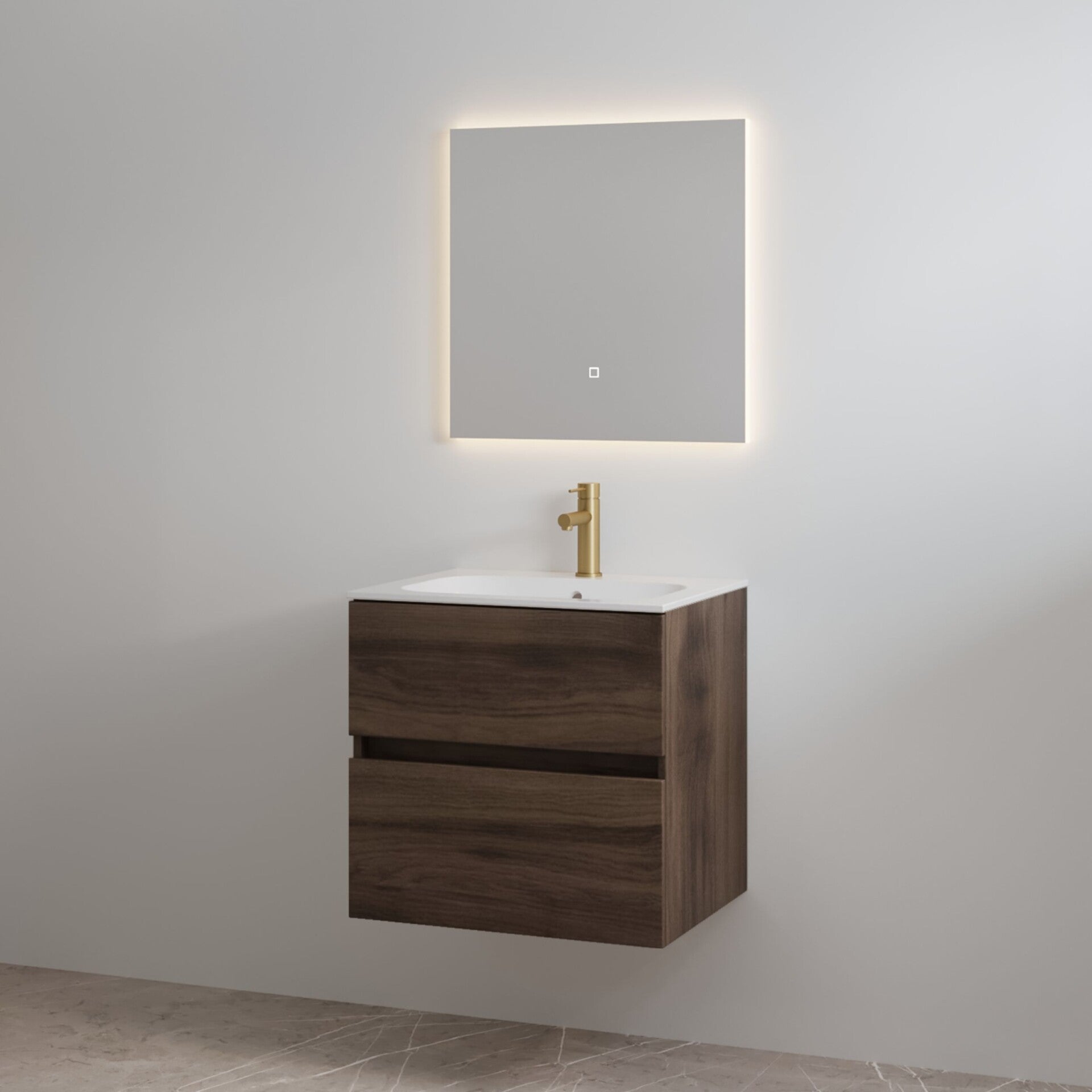 Best-Design badkamermeubelset "Splash-60" Espresso Brown onderkast + wastafel met kraangat 60cm
