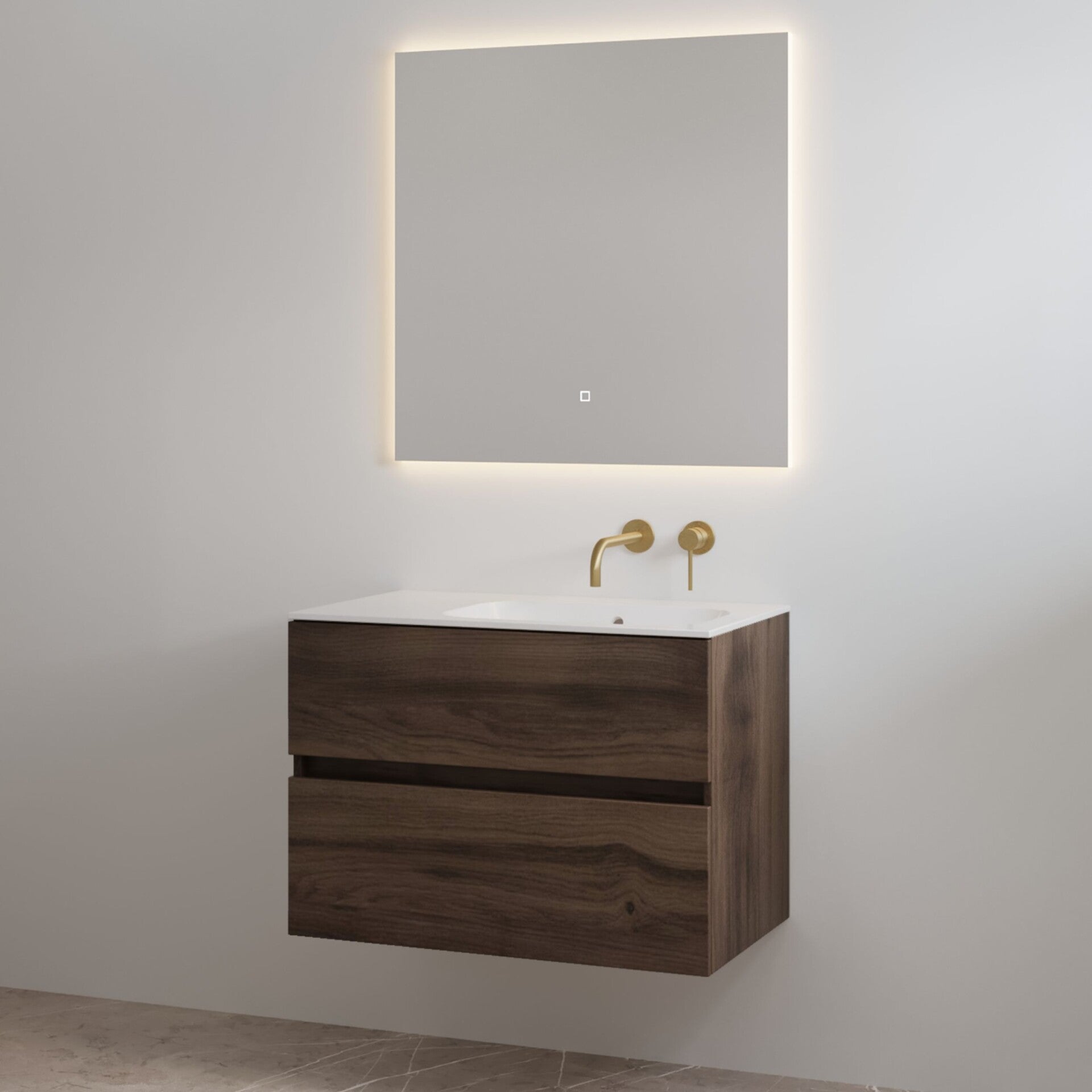 Best-Design badkamermeubelset "Splash-80" Espresso Brown onderkast + wastafel zonder kraangat 80cm